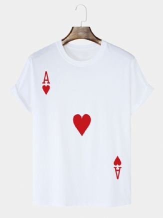 Lässige T-shirts Aus 100 % Baumwolle Für Herren Mit Poker-herz-ass-aufdruck