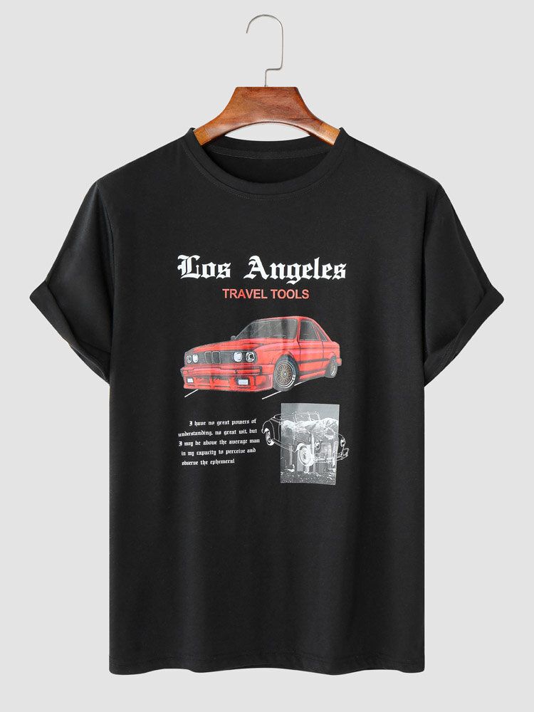 Lässiges T-shirt Mit Rundhalsausschnitt Und Rundhalsausschnitt Graffiti-auto-print Buchstabedruck Saum