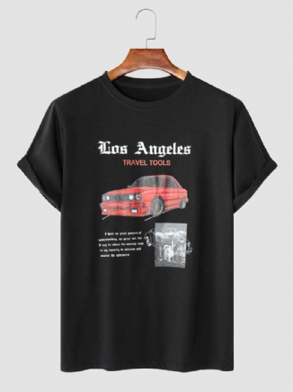 Lässiges T-shirt Mit Rundhalsausschnitt Und Rundhalsausschnitt Graffiti-auto-print Buchstabedruck Saum