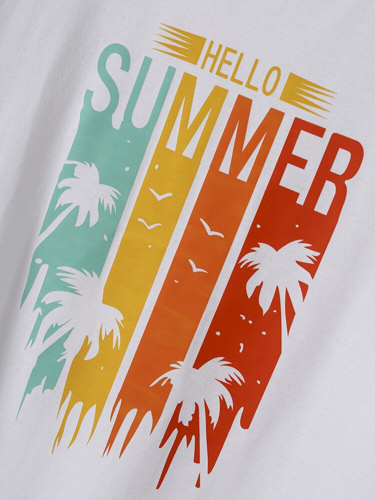 Männer Baumwolle Buchstabe Coconut Tree Hawaii Alle Aufeinander Abgestimmten Hautfreundlichen T-shirts Mit Rundhalsausschnitt