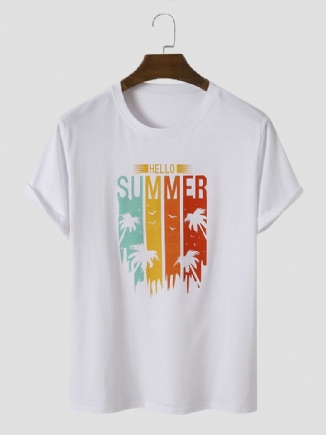 Männer Baumwolle Buchstabe Coconut Tree Hawaii Alle Aufeinander Abgestimmten Hautfreundlichen T-shirts Mit Rundhalsausschnitt