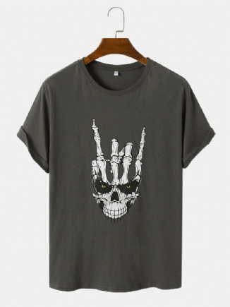 Männer Baumwolle Lustiger Totenkopf Spliced Print Graceful Leisure Alle Aufeinander Abgestimmten T-shirts