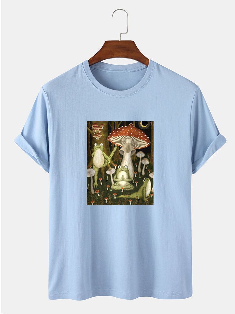 Mushroom Frog Graphic Herren-t-shirts Aus 100 % Community Spirit Mit Kurzen Ärmeln