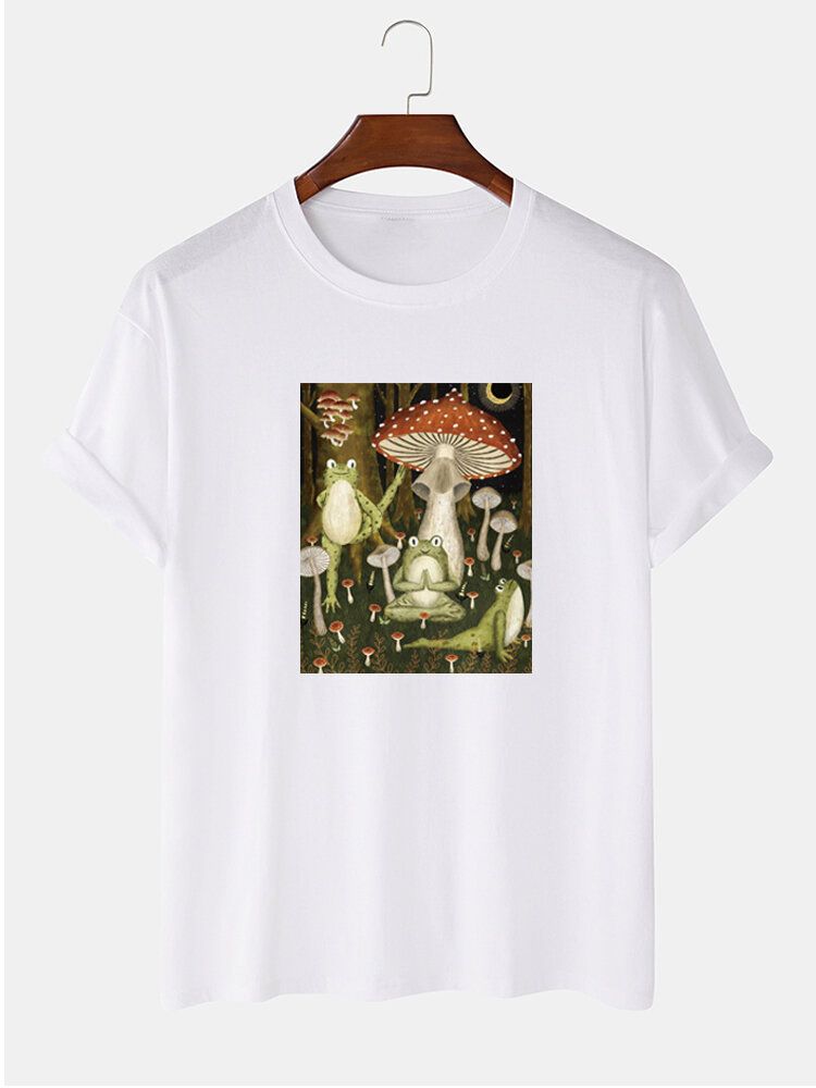 Mushroom Frog Graphic Herren-t-shirts Aus 100 % Community Spirit Mit Kurzen Ärmeln