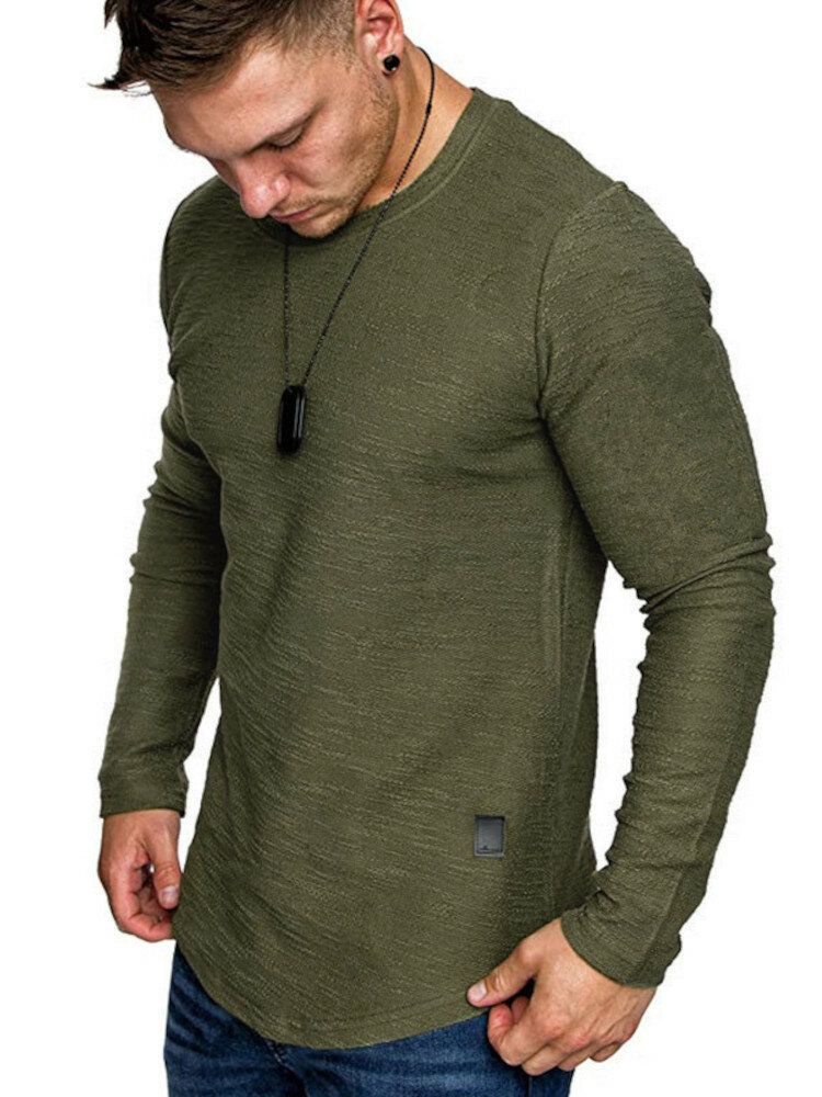 Schlichtes Einfaches Basic-t-shirt Mit Abgerundetem Saum Für Herren