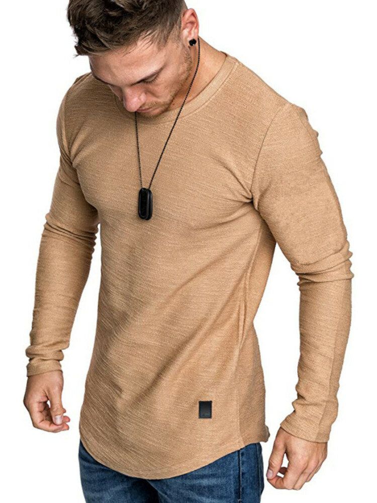 Schlichtes Einfaches Basic-t-shirt Mit Abgerundetem Saum Für Herren