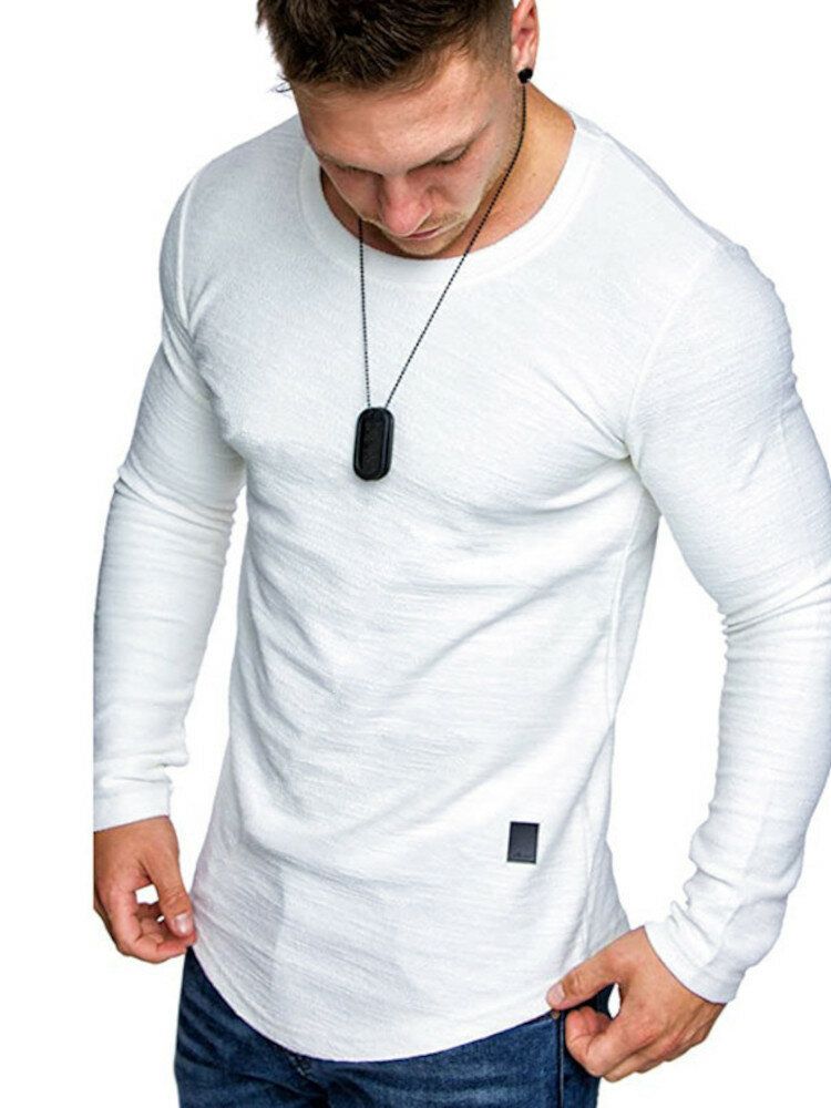 Schlichtes Einfaches Basic-t-shirt Mit Abgerundetem Saum Für Herren