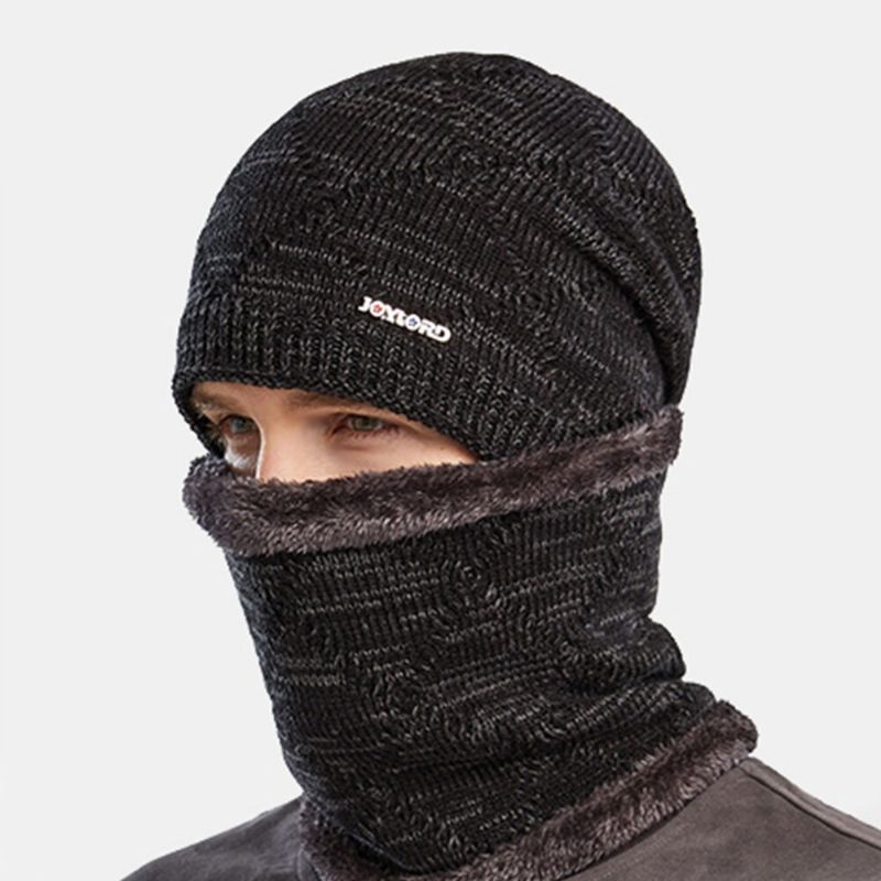 2 Stück Herren Herbst Winter Warm Gestrickt Baotou Mütze Schal Karo Muster Outdoor Radfahren Gehörschutz Winddicht Beanie Totenkopf Mütze