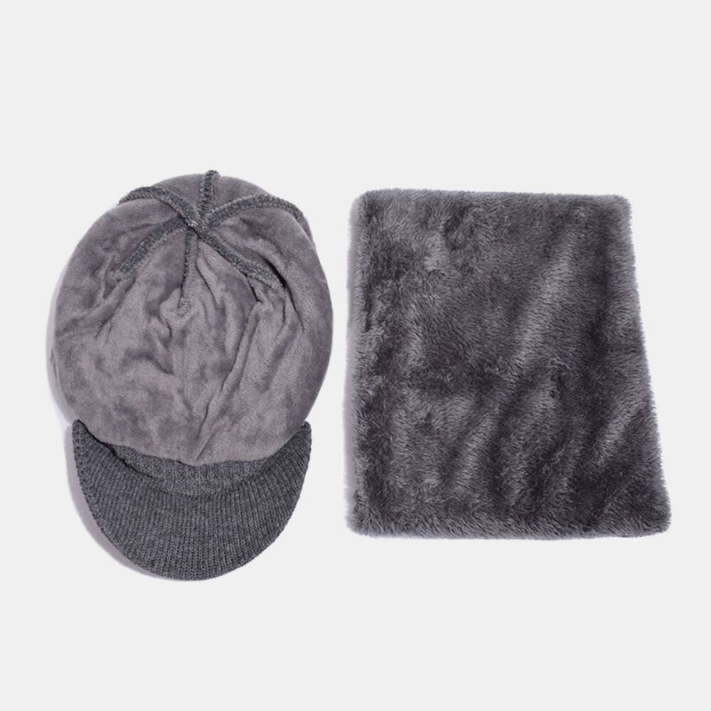 2 Stück Herren Winter Plus Samt Warme Kaschmirmütze Strickmützen Schal Maske Outdoor Wilde Elastische Verstellbare Winddichte Beanie Totenkopfmütze