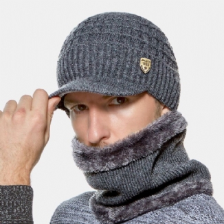 2 Stück Herren Winter Plus Samt Warme Kaschmirmütze Strickmützen Schal Maske Outdoor Wilde Elastische Verstellbare Winddichte Beanie Totenkopfmütze