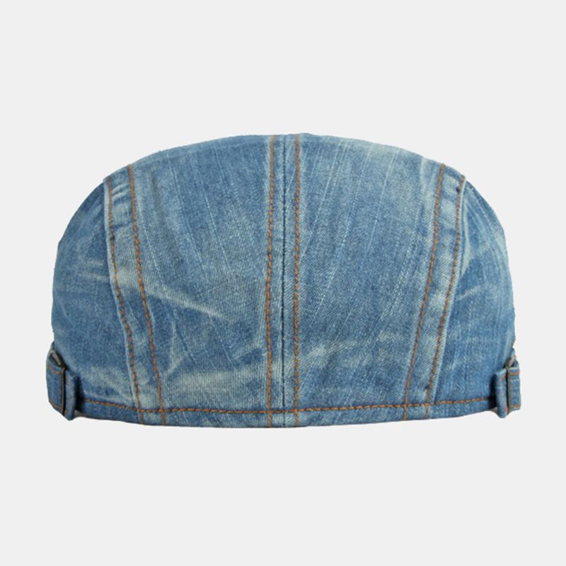 Ballonmütze Für Herren Gewaschener Denim Solide Steppnähte Outdoor Atmungsaktiv Sonnenschutz Lässig Vintage-vorwärtshut Baskenmütze Schiebermütze