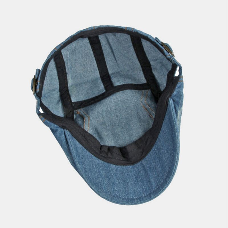 Ballonmütze Für Herren Gewaschener Denim Solide Steppnähte Outdoor Atmungsaktiv Sonnenschutz Lässig Vintage-vorwärtshut Baskenmütze Schiebermütze