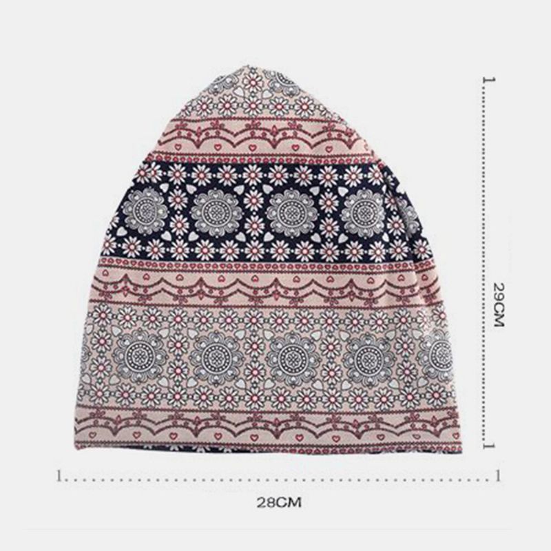 Baotou-mütze Aus Vollbaumwolle Für Damen Nicht Allergen Mode-blumendruck Herbst-winter Plus Warmer Samt-schal Beanie-mütze