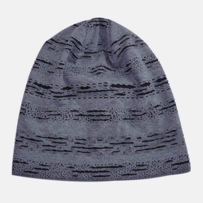 Beanie-mütze Für Herren Baumwolle Geometrisch Gestreift Horizontal Durchbrochenes Loch Doppellagiger Atmungsaktiver Sonnenschutzhut Für Damen