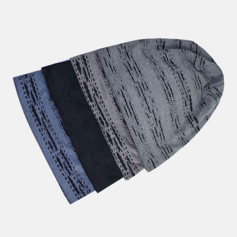 Beanie-mütze Für Herren Baumwolle Geometrisch Gestreift Horizontal Durchbrochenes Loch Doppellagiger Atmungsaktiver Sonnenschutzhut Für Damen