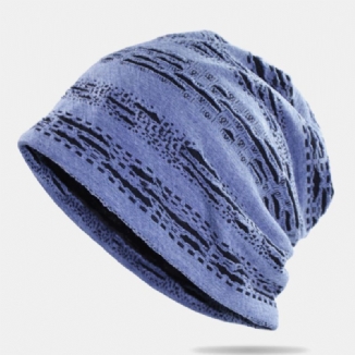 Beanie-mütze Für Herren Baumwolle Geometrisch Gestreift Horizontal Durchbrochenes Loch Doppellagiger Atmungsaktiver Sonnenschutzhut Für Damen