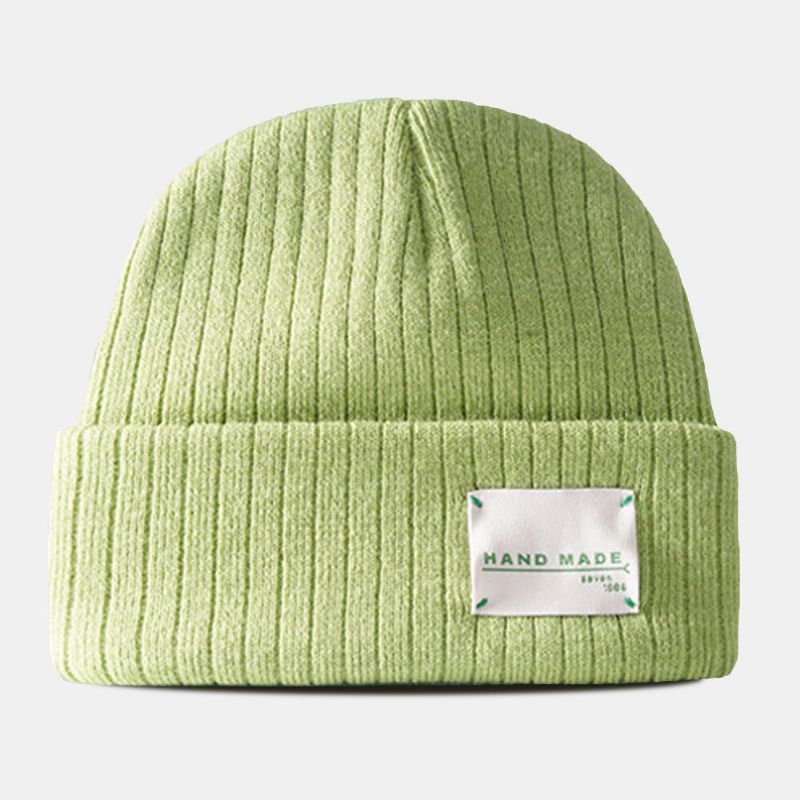 Beanie-mütze Für Herren Baumwolle Gestrickt Gestreift Farblich Abgesetzt Buchstaben-patch All-match-wärmemütze Für Damen