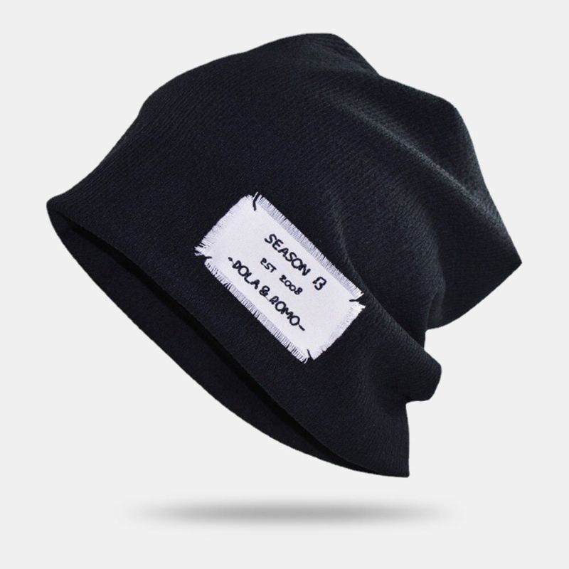 Beanie-mütze Für Herren Einfarbig Stickerei Buchstaben-patch Doppellagige Atmungsaktive Randlose Mütze Für Damen