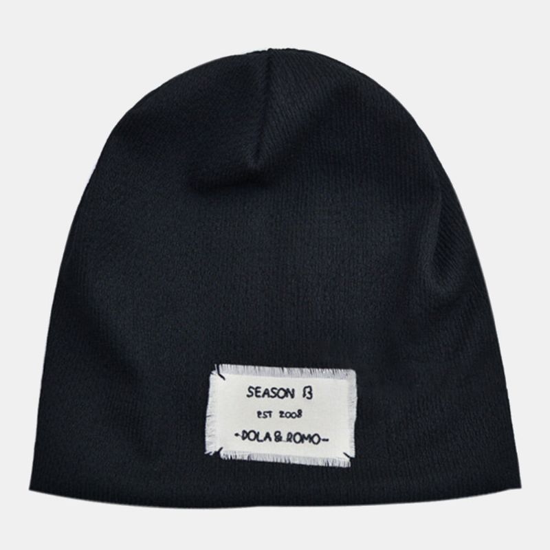 Beanie-mütze Für Herren Einfarbig Stickerei Buchstaben-patch Doppellagige Atmungsaktive Randlose Mütze Für Damen