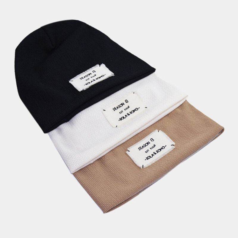 Beanie-mütze Für Herren Einfarbig Stickerei Buchstaben-patch Doppellagige Atmungsaktive Randlose Mütze Für Damen