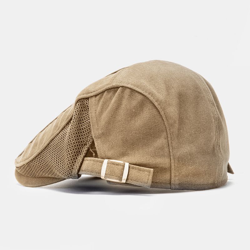 Collrown Herren Einfarbig Mesh Atmungsaktiv Casual Outdoor Sonnenschutz Forward Hat Flacher Hut Verstellbare Baskenmütze