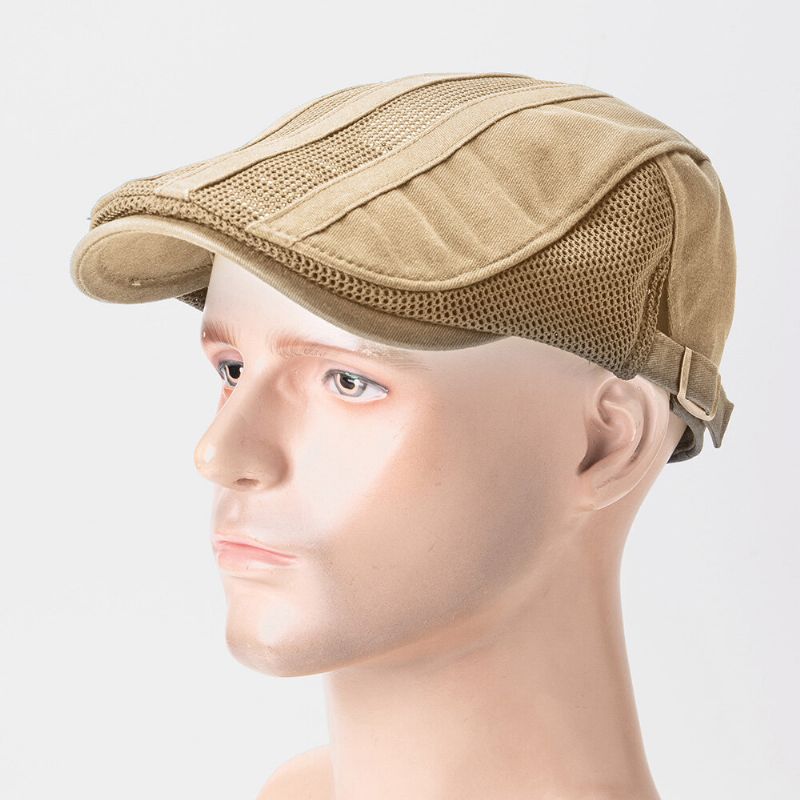 Collrown Herren Einfarbig Mesh Atmungsaktiv Casual Outdoor Sonnenschutz Forward Hat Flacher Hut Verstellbare Baskenmütze