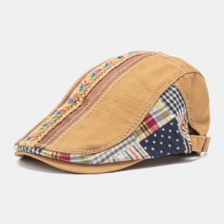 Collrown Unisex-baumwoll-patchwork-regenbogenfarbenes Gewebtes Strohseil Dekoration Lässige All-match-barett-schiebermütze Ivy Cap