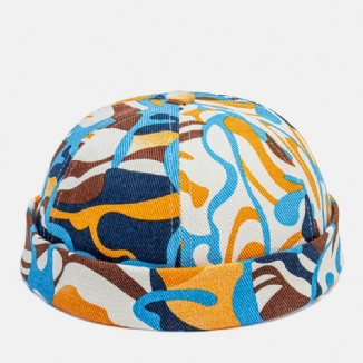 Collrown Unisex-baumwolle Buntes Graffiti-muster Drucken Retro-mode-sonnenschirm Krempenlose Mütze Landlord Cap Skull Cap