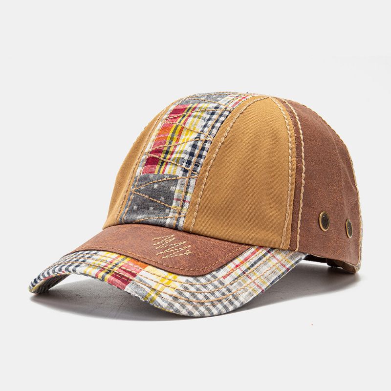 Collrown Unisex-patchwork-gittermuster Fashion Young Sunshade Baseball Hat