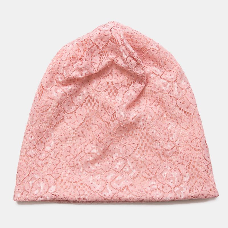 Damen-baotou-hut Mit Spitze Strass Blumenmuster Lässig Wild Atmungsaktiv Bequem Beanie-mütze