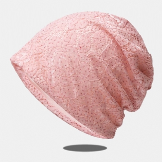 Damen-baotou-hut Mit Spitze Strass Blumenmuster Lässig Wild Atmungsaktiv Bequem Beanie-mütze