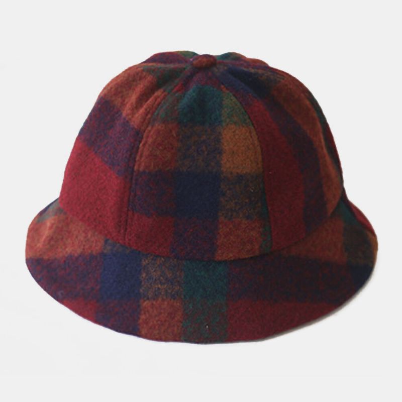 Damen Baumwolle Patchwock Plaids Muster Vintage Lässiger Warmer Fischerhut