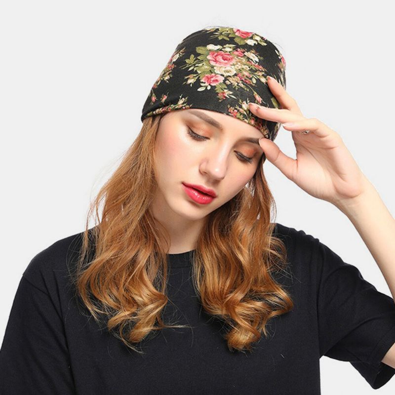 Damen Blumenmütze Beanie Schal Turban Head Wrap Cap