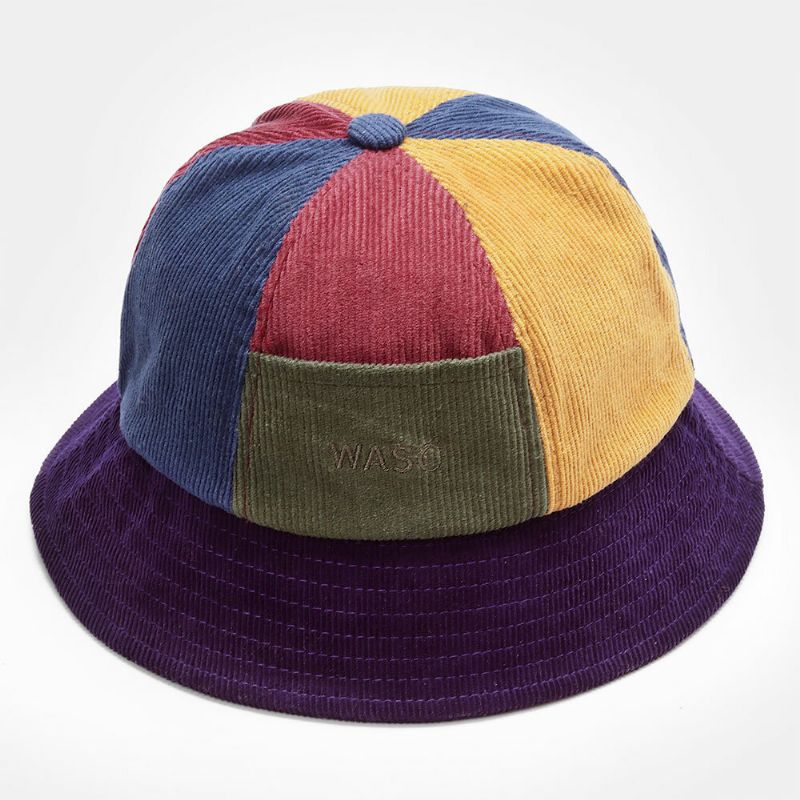 Damen Bucket Hat Aus Kordsamt Mit Lettern-stickerei Farblich Passend Warmer Sonnenschirm Randlose Beanie Vermieter-kappe Schädelkappe