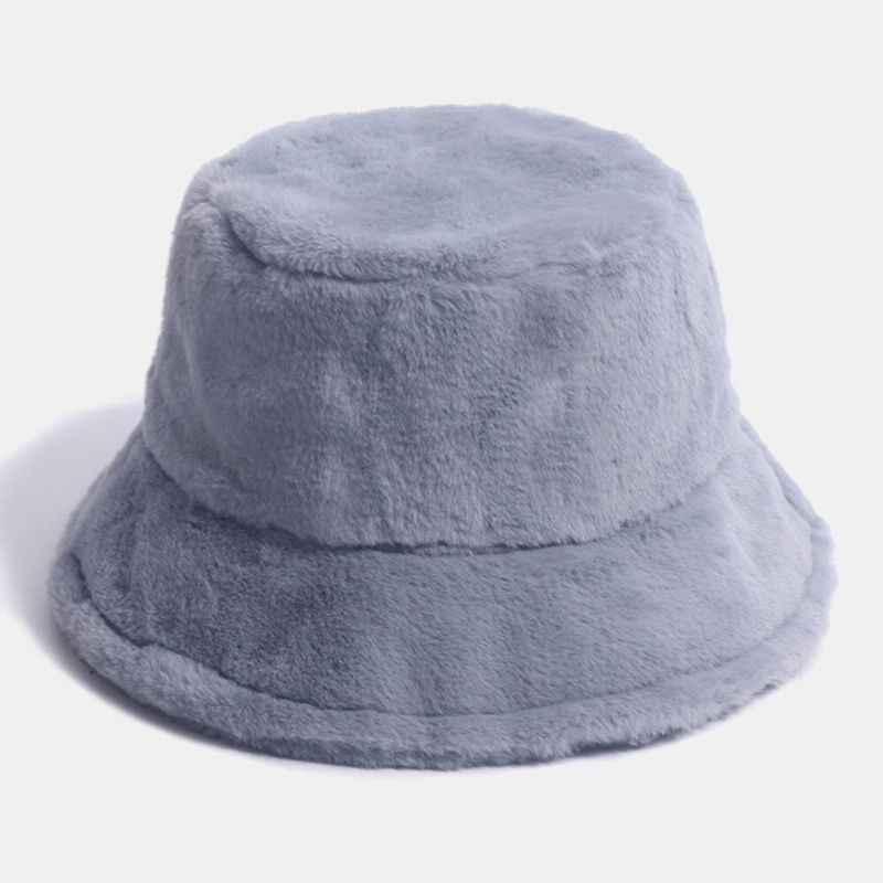 Damen Bucket Hat Kaninchenfell Kuppel Verdicken Wärme Winddicht Ohrenschutz Hut