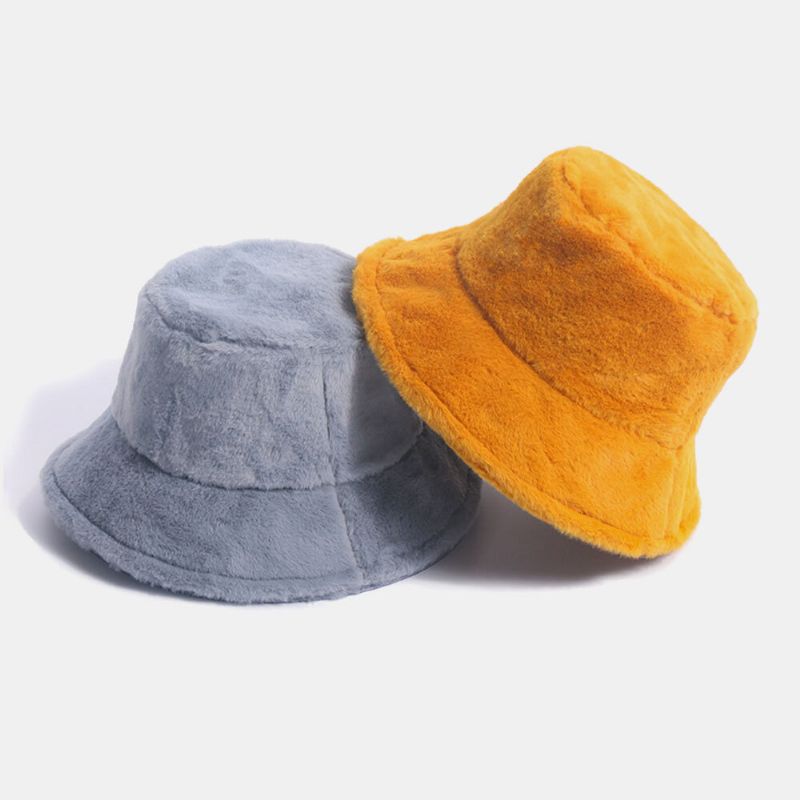 Damen Bucket Hat Kaninchenfell Kuppel Verdicken Wärme Winddicht Ohrenschutz Hut