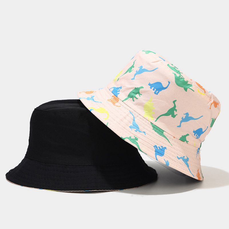 Damen Doppelseitiger Cartoon Druck Sommer Outdoor Uv Schutz Casual Sonnenhut Bucket Hat