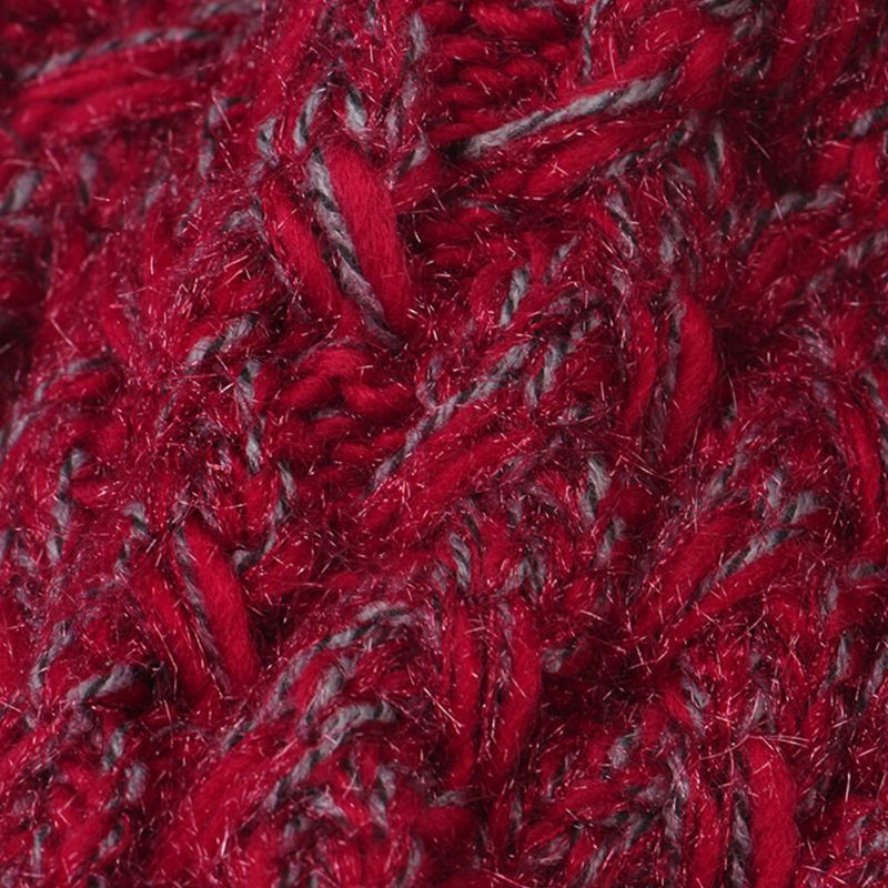 Damen Gemischte Farbe Gestrickt Plus Samt Verdicken Flauschige Ballwärme Ohrenschutz Beanie Mütze