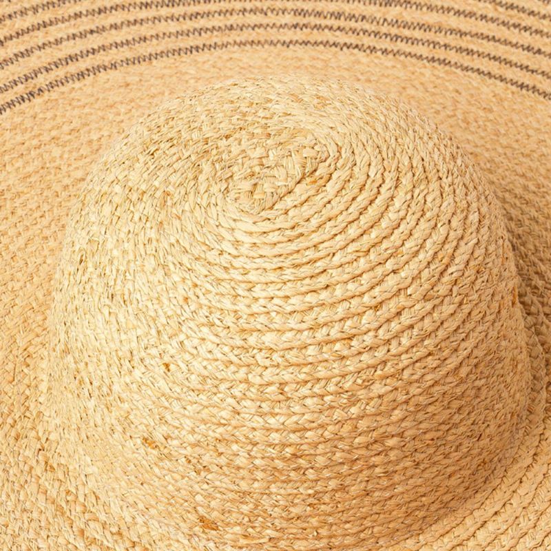 Damen Handgemachter Wilder Krempen-visier-farbstreifen-urlaubs-strand-sonnenhut Natürlicher Raffia-strohhut Mit Aufgerollter Krempe