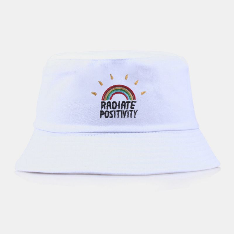 Damen Herren Baumwolle Regenbogen Buchstabe Stickmuster Casual Outdoor Visor Bucket Hat