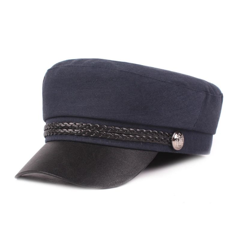 Damen-lederjacke Navy Cap Schiebermütze Retro-militärmütze