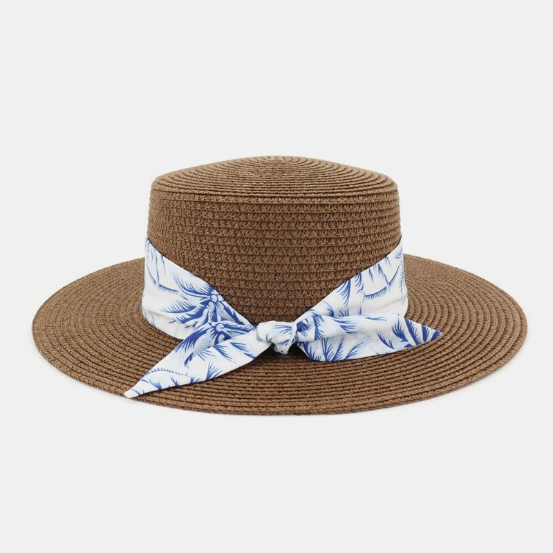 Damen Sonnenschutz Reise Strand Sonnenhut Elegant Bowknot Jazz Hat Flacher Hut Strohhut