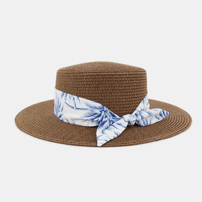 Damen Sonnenschutz Reise Strand Sonnenhut Elegant Bowknot Jazz Hat Flacher Hut Strohhut