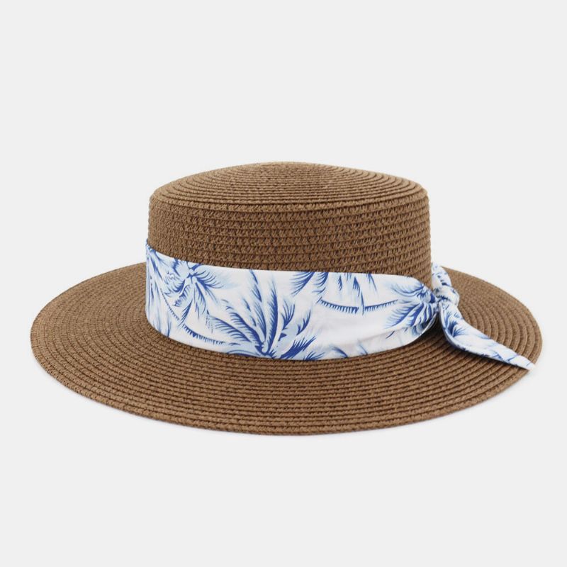 Damen Sonnenschutz Reise Strand Sonnenhut Elegant Bowknot Jazz Hat Flacher Hut Strohhut