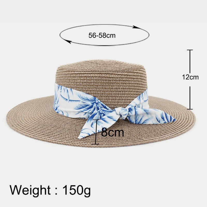 Damen Sonnenschutz Reise Strand Sonnenhut Elegant Bowknot Jazz Hat Flacher Hut Strohhut