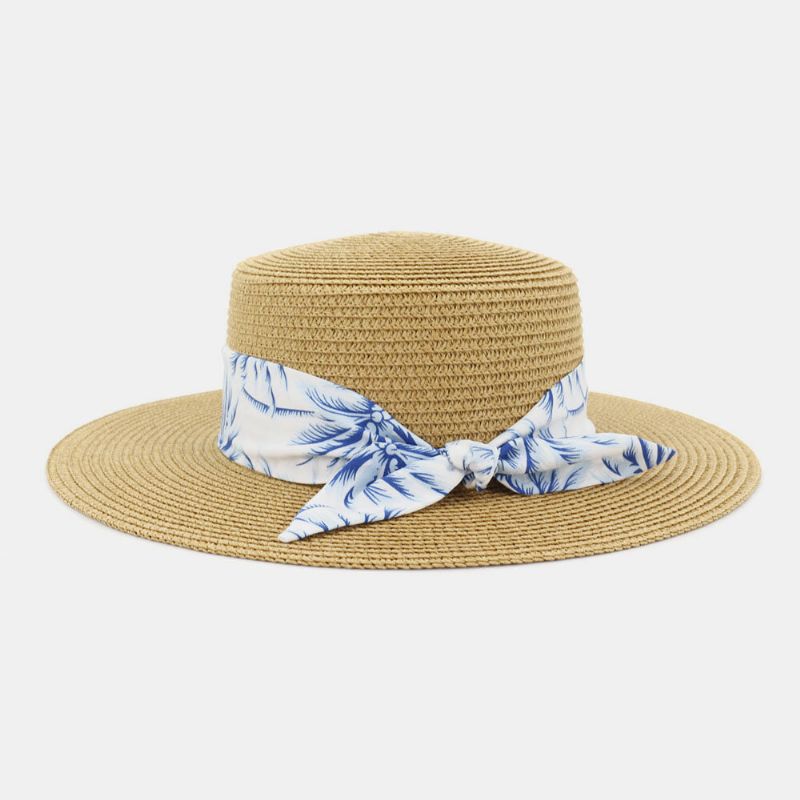 Damen Sonnenschutz Reise Strand Sonnenhut Elegant Bowknot Jazz Hat Flacher Hut Strohhut