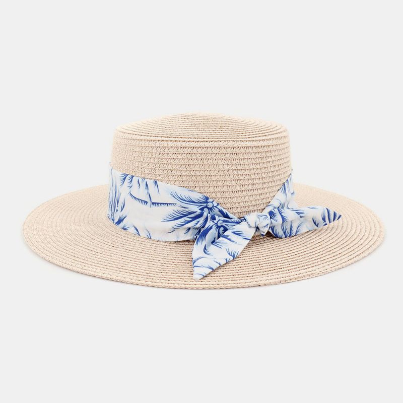 Damen Sonnenschutz Reise Strand Sonnenhut Elegant Bowknot Jazz Hat Flacher Hut Strohhut