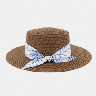 Damen Sonnenschutz Reise Strand Sonnenhut Elegant Bowknot Jazz Hat Flacher Hut Strohhut