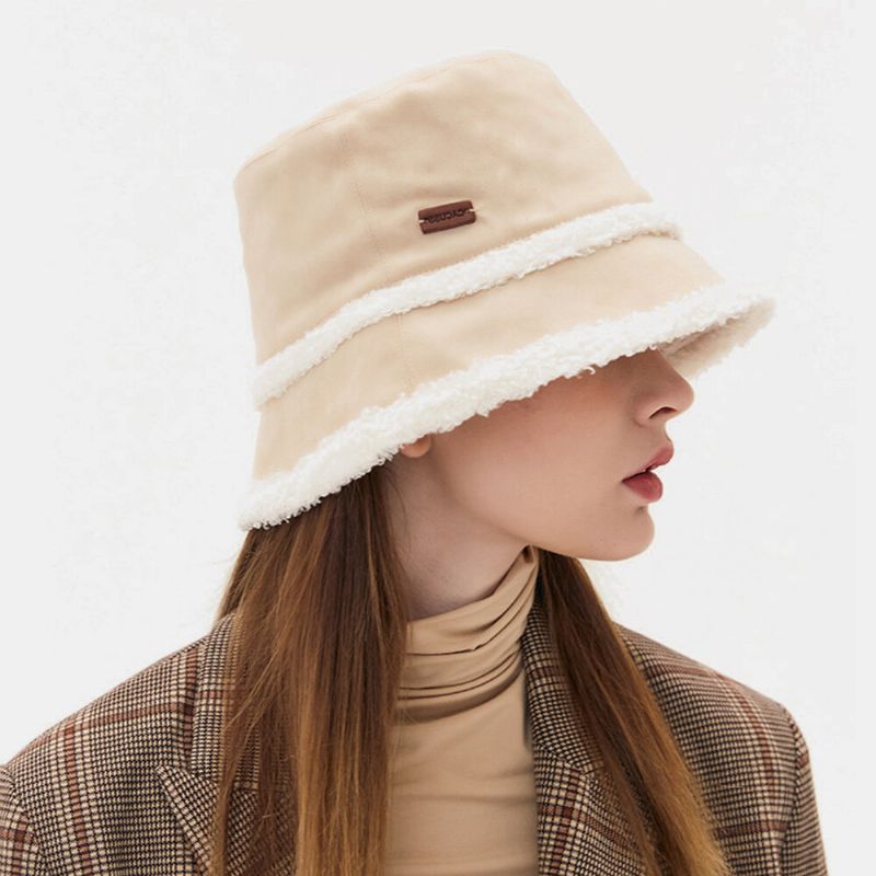 Damen Wildleder Lammhaar Casual Fashion Elegant Keep Warm Outdoor Bucket Hat