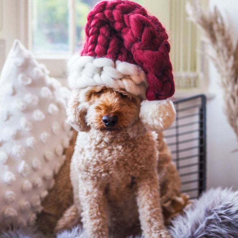 Damen-wolle Handgewebt Kreative Warme Gestrickte Weihnachtsmütze